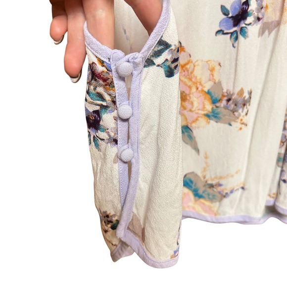 Free People Floral Tank Top Womens Small Cream Lavender Boho Halter  Fairycore - Picture 3 of 8